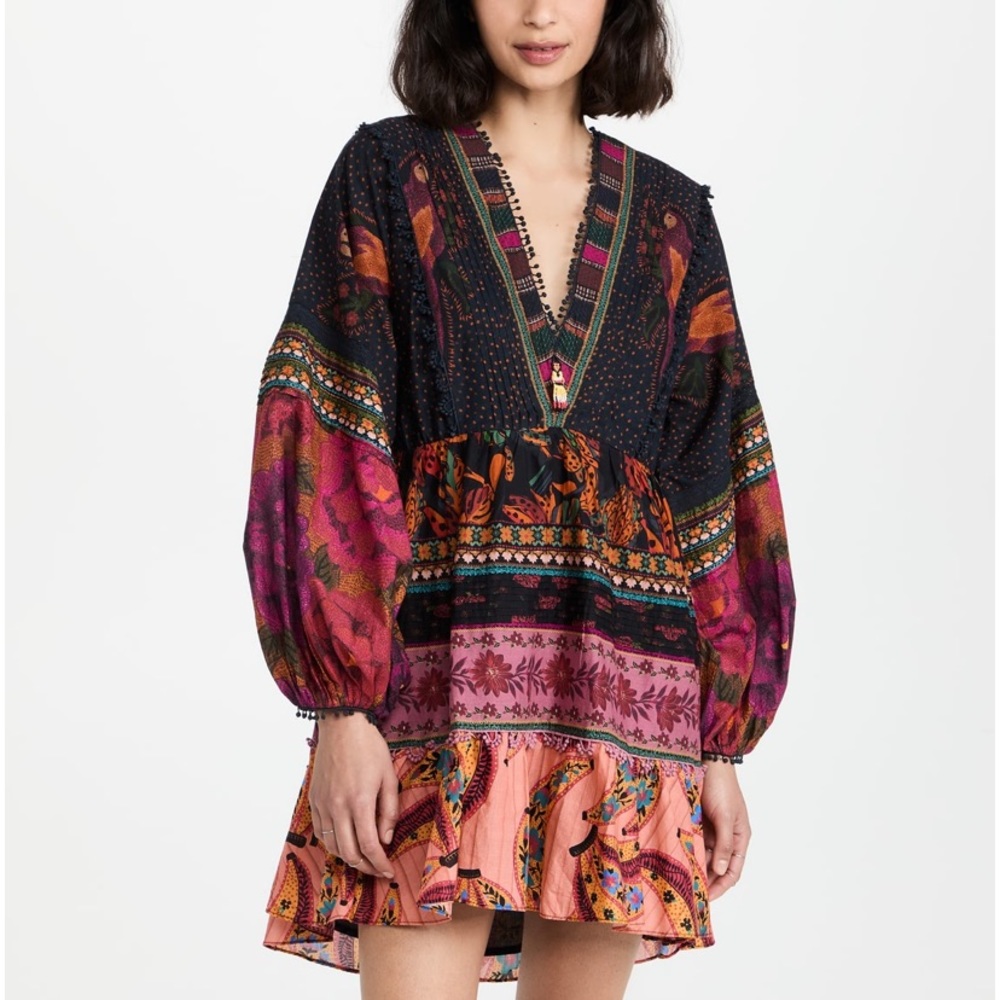 FARM RIO Mixed Patchwork Mini Dress (NWT)
